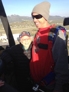 Dorothy Custer and Chuma in the Hot Air Balloon over Park City, Ut